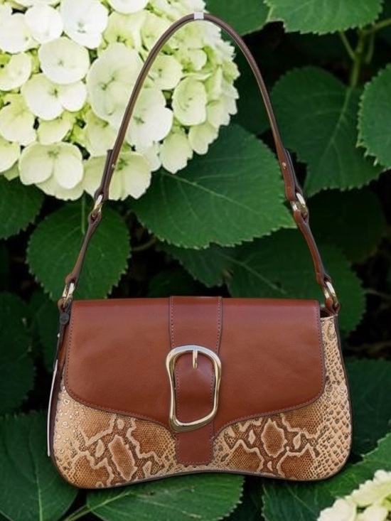 Brahmin Handbags - Brahmin Nerida multi Wailua snake embossed leather buckle shoulder bag NWT RARE